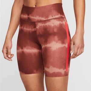 Nike One Luxe Bike Shorts Maroon Tie Dye NWT H